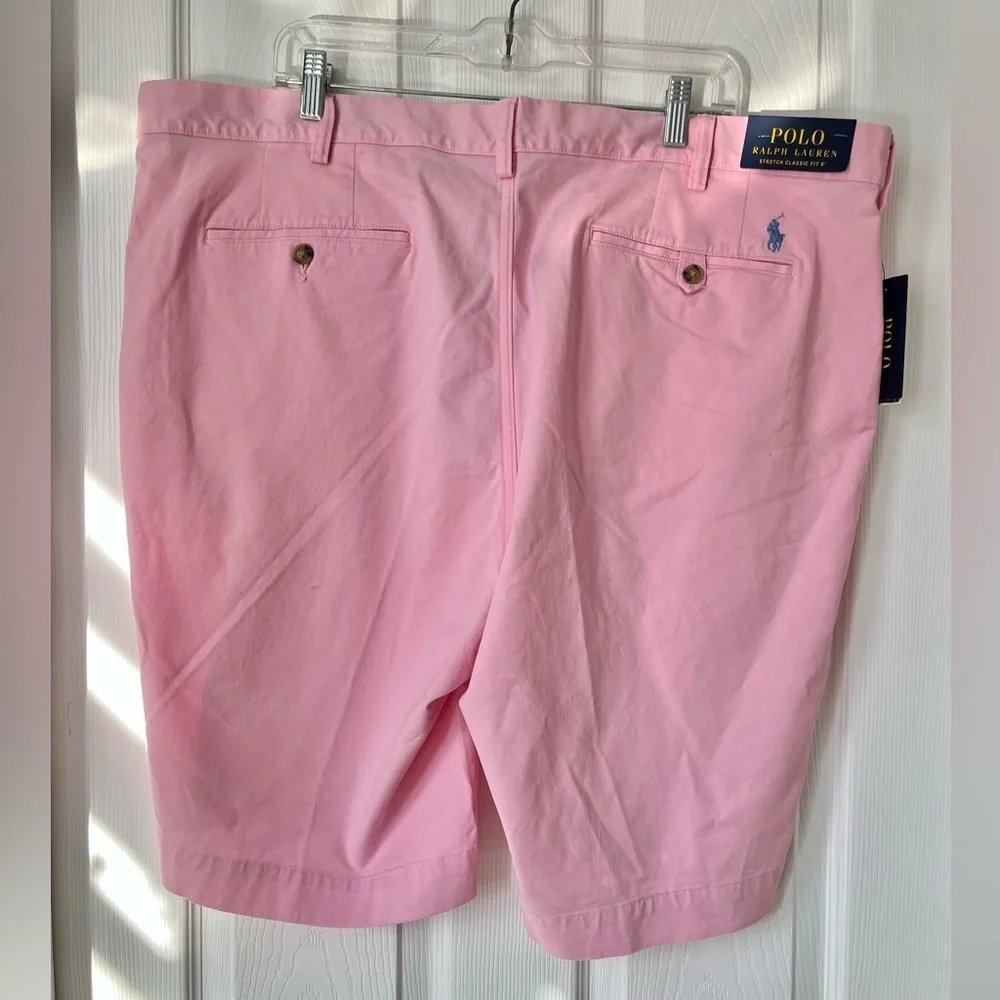 Polo Ralph Lauren Classic Fit 9 Inch Stretch Twill Shorts Pink Size 44